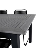 Albany Table - 224/324 - Black/Grey+Lindos Stohovací křeslo - Black Alu / Black Rope_6