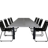 Albany Table - 224/324 - Black/Grey+Lindos Stohovací židle - Black Alu / Black Rope_8