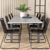 Albany Table - 224/324 - Black/Grey+Lindos Stohovací židle - Black Alu / Black Rope_8