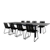 Albany Table - 224/324 - Black/Grey+Lindos Stohovací židle - Black Alu / Black Rope_8