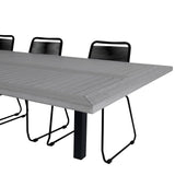 Albany Table - 224/324 - Black/Grey+Lindos Stohovací židle - Black Alu / Black Rope_8