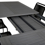 Albany Table - 224/324 - Black/Grey+Lindos Stohovací židle - Black Alu / Black Rope_8