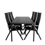 Break Table 205*90 - Black/Black+Panama Light, 5poschoďová židle Černá / Černá a teak_6