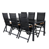Break Table 205*90 - Black/Black+Panama Light, 5poschoďová židle Černá / Černá a teak_6