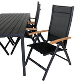 Break Table 205*90 - Black/Black+Panama Light, 5poschoďová židle Černá / Černá a teak_6