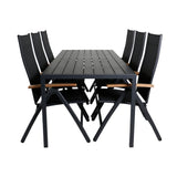Break Table 205*90 - Black/Black+Panama Light, 5poschoďová židle Černá / Černá a teak_6