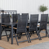 Break Table 205*90 - Black/Black+Panama Light, 5poschoďová židle Černá / Černá a teak_6
