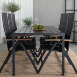 Break Table 205*90 - Black/Black+Panama Light, 5poschoďová židle Černá / Černá a teak_6