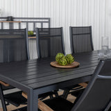Break Table 205*90 - Black/Black+Panama Light, 5poschoďová židle Černá / Černá a teak_6