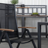 Break Table 205*90 - Black/Black+Panama Light, 5poschoďová židle Černá / Černá a teak_6