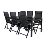 Break Table 205*90 - Black/Black+Panama Light, 5poschoďová židle Černá / Černá a teak_6
