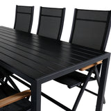 Break Table 205*90 - Black/Black+Panama Light, 5poschoďová židle Černá / Černá a teak_6