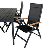 Break Table 205*90 - Black/Black+Panama Light, 5poschoďová židle Černá / Černá a teak_6