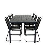 Break Table 205*90 - Black/Black+Lindos Stohovací židle - Black Alu / Black Rope_6