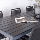 Break Table 205*90 - Black/Black+Lindos Stohovací židle - Black Alu / Black Rope_6