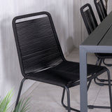 Break Table 205*90 - Black/Black+Lindos Stohovací židle - Black Alu / Black Rope_6