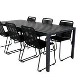 Break Table 205*90 - Black/Black+Lindos Stohovací židle - Black Alu / Black Rope_6