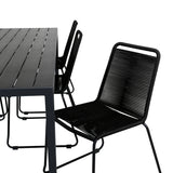 Break Table 205*90 - Black/Black+Lindos Stohovací židle - Black Alu / Black Rope_6