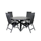 Parma - Stůl ø 140 - Black Alu / Grey Aintwood+Albany Light 5-pos - černá / Černá textilní a šedý teak_4