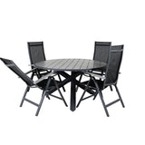 Parma - Stůl ø 140 - Black Alu / Grey Aintwood+Albany Light 5-pos - černá / Černá textilní a šedý teak_4