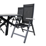 Parma - Stůl ø 140 - Black Alu / Grey Aintwood+Albany Light 5-pos - černá / Černá textilní a šedý teak_4