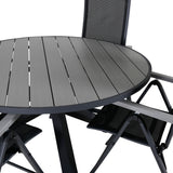 Parma - Stůl ø 140 - Black Alu / Grey Aintwood+Albany Light 5-pos - černá / Černá textilní a šedý teak_4