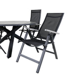 Parma - Stůl ø 140 - Black Alu / Grey Aintwood+Albany Light 5-pos - černá / Černá textilní a šedý teak_4