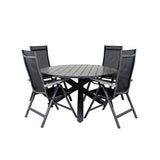 Parma - Stůl ø 140 - Black Alu / Grey Aintwood+Albany Light 5-pos - černá / Černá textilní a šedý teak_4