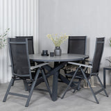 Parma - Stůl ø 140 - Black Alu / Grey Aintwood+Albany Light 5-pos - černá / Černá textilní a šedý teak_4