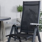 Parma - Stůl ø 140 - Black Alu / Grey Aintwood+Albany Light 5-pos - černá / Černá textilní a šedý teak_4