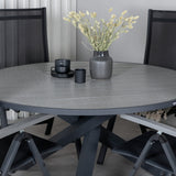 Parma - Stůl ø 140 - Black Alu / Grey Aintwood+Albany Light 5-pos - černá / Černá textilní a šedý teak_4