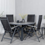 Parma - Stůl ø 140 - Black Alu / Grey Aintwood+Albany Light 5-pos - černá / Černá textilní a šedý teak_4