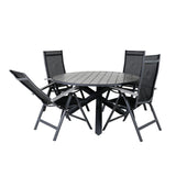 Parma - Stůl ø 140 - Black Alu / Grey Aintwood+Albany Light 5-pos - černá / Černá textilní a šedý teak_4