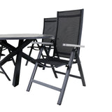 Parma - Stůl ø 140 - Black Alu / Grey Aintwood+Albany Light 5-pos - černá / Černá textilní a šedý teak_4