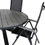 Parma - Stůl ø 140 - Black Alu / Grey Aintwood+Albany Light 5-pos - černá / Černá textilní a šedý teak_4