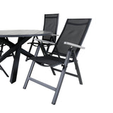 Parma - Stůl ø 140 - Black Alu / Grey Aintwood+Albany Light 5-pos - černá / Černá textilní a šedý teak_4