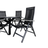 Parma - Stůl ø 140 - Black Alu / Grey Aintwood+Albany Light 5-pos - černá / Černá textilie a šedý teak_6