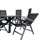 Parma - Stůl ø 140 - Black Alu / Grey Aintwood+Albany Light 5-pos - černá / Černá textilie a šedý teak_6