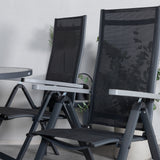 Parma - Stůl ø 140 - Black Alu / Grey Aintwood+Albany Light 5-pos - černá / Černá textilie a šedý teak_6