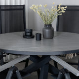 Parma - Stůl ø 140 - Black Alu / Grey Aintwood+Albany Light 5-pos - černá / Černá textilie a šedý teak_6
