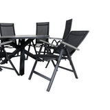 Parma - Stůl ø 140 - Black Alu / Grey Aintwood+Albany Light 5-pos - černá / Černá textilie a šedý teak_6