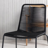 Parma - Stůl ø 140 - Black Alu / Grey Aintwood+Lindos Stohovací židle - Black Alu / Black Rope_4