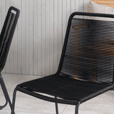 Parma - Stůl ø 140 - Black Alu / Grey Aintwood+Lindos Stohovací židle - Black Alu / Black Rope_6