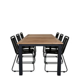 Panama - Stůl - 224/324*100 - svart Alu/Teak+Lindos Stohovací židle - Black Alu / Black Rope_6