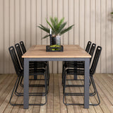 Panama - Stůl - 224/324*100 - svart Alu/Teak+Lindos Stohovací židle - Black Alu / Black Rope_6