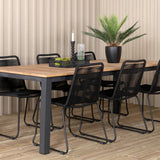 Panama - Stůl - 224/324*100 - svart Alu/Teak+Lindos Stohovací židle - Black Alu / Black Rope_6