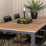 Panama - Stůl - 224/324*100 - svart Alu/Teak+Lindos Stohovací židle - Black Alu / Black Rope_6