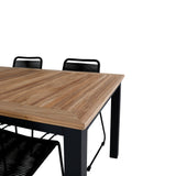 Panama - Stůl - 224/324*100 - svart Alu/Teak+Lindos Stohovací židle - Black Alu / Black Rope_6