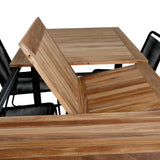 Panama - Stůl - 224/324*100 - svart Alu/Teak+Lindos Stohovací židle - Black Alu / Black Rope_6