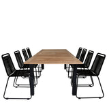 Panama - Stůl - 224/324*100 - svart Alu/Teak+Lindos Stohovací židle - Black Alu / Black Rope_8